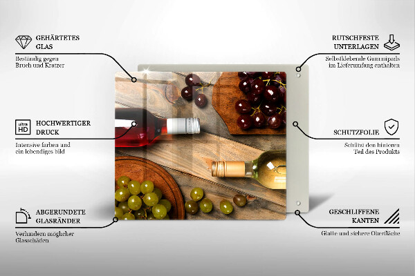 Placă de protecție pentru aragaz Sticle de vin și struguri