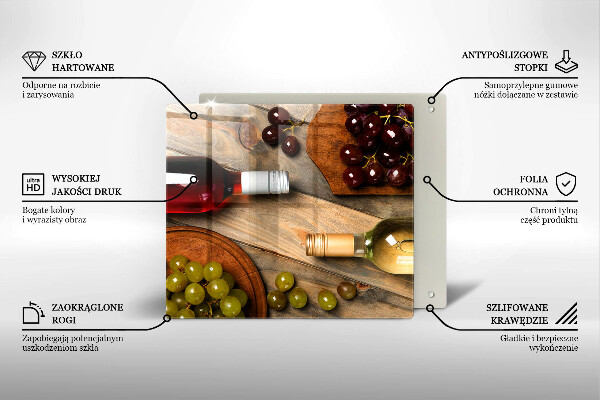 Placă de protecție pentru aragaz Sticle de vin și struguri