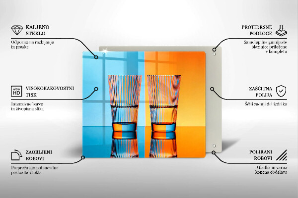 Placă de protecție pentru aragaz Două pahare cu apă