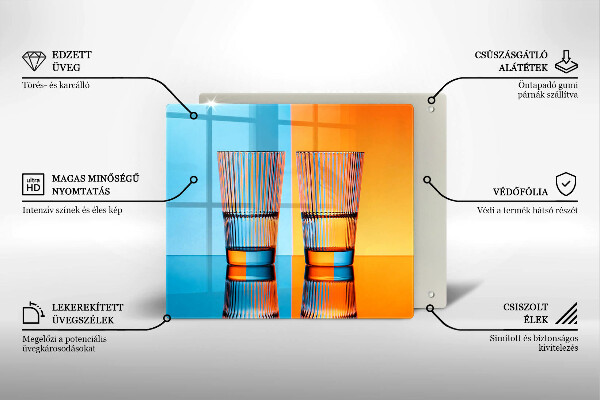 Placă de protecție pentru aragaz Două pahare cu apă