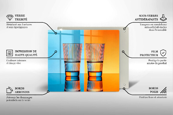 Placă de protecție pentru aragaz Două pahare cu apă