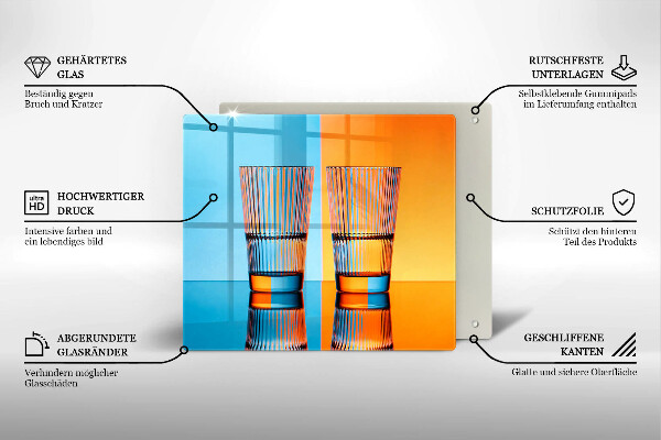 Placă de protecție pentru aragaz Două pahare cu apă