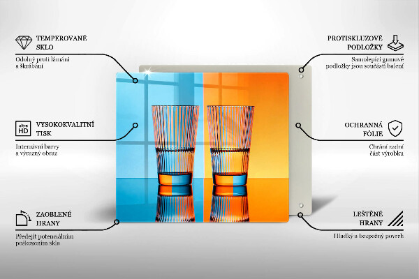 Placă de protecție pentru aragaz Două pahare cu apă