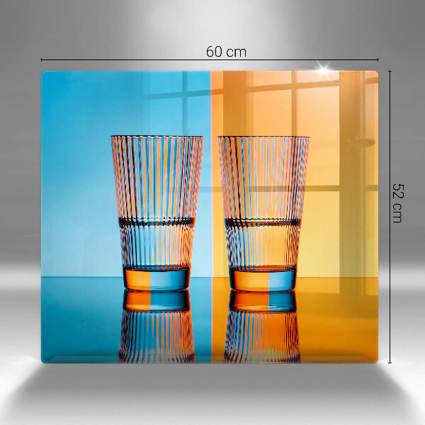 Placă de protecție pentru aragaz Două pahare cu apă