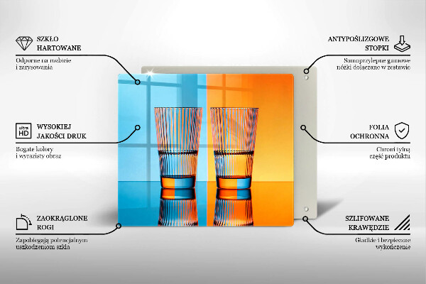 Placă de protecție pentru aragaz Două pahare cu apă