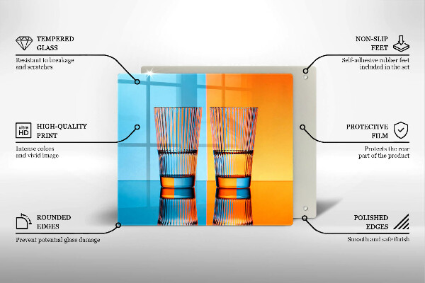Placă de protecție pentru aragaz Două pahare cu apă