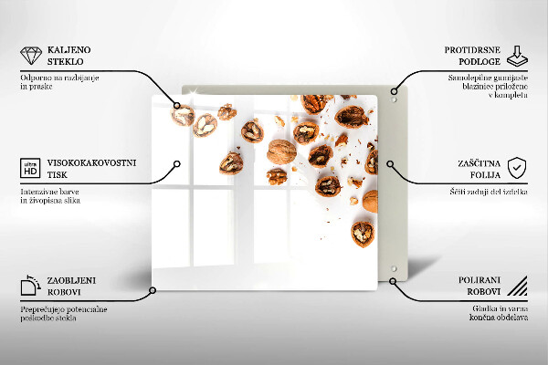 Placă de protecție pentru aragaz Nuci pe un fundal alb