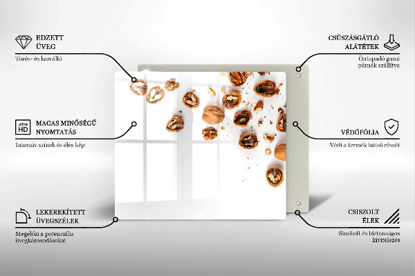 Placă de protecție pentru aragaz Nuci pe un fundal alb