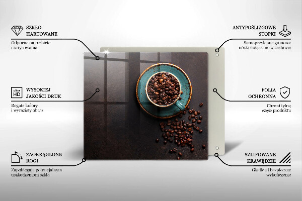 Placă sticla protectie aragaz O ceașcă de cafea boabe