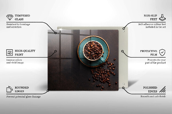 Placă sticla protectie aragaz O ceașcă de cafea boabe