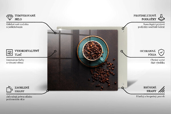 Placă sticla protectie aragaz O ceașcă de cafea boabe