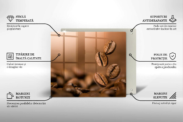 Placă sticla protectie aragaz Boabe de cafea