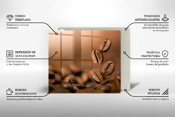 Placă sticla protectie aragaz Boabe de cafea