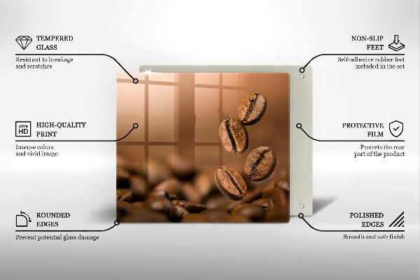 Placă sticla protectie aragaz Boabe de cafea