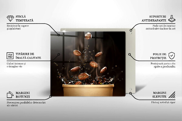 Placă sticla protectie aragaz Boabe de cafea fierbinți
