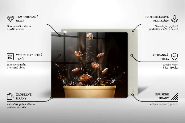 Placă sticla protectie aragaz Boabe de cafea fierbinți