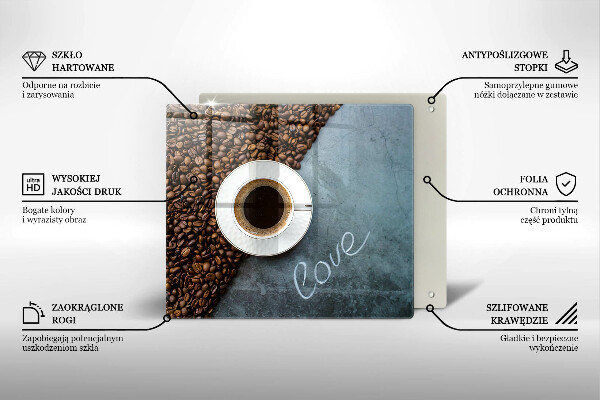 Placă sticla protectie aragaz Boabe de cafea și ceașcă