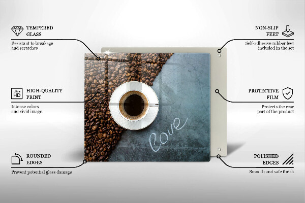 Placă sticla protectie aragaz Boabe de cafea și ceașcă