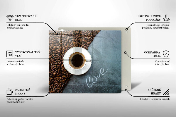 Placă sticla protectie aragaz Boabe de cafea și ceașcă