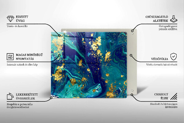 Placă protecție plita Abstracție cu aur