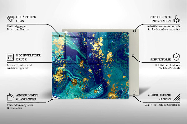 Placă protecție plita Abstracție cu aur