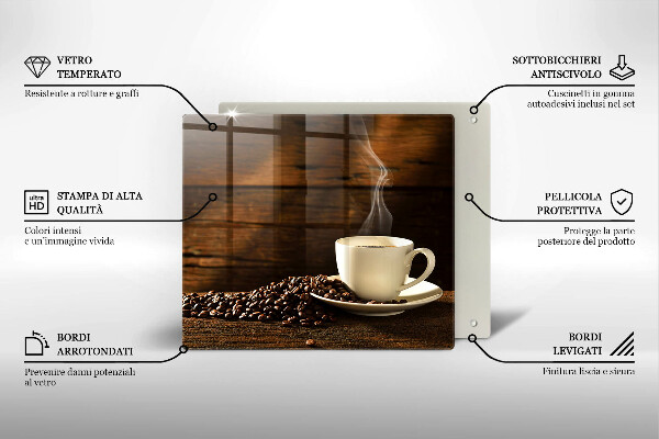 Placă protecție plita Cana de cafea din lemn