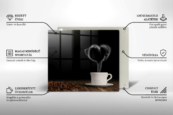 Placă protecție plita Inimă de ceașcă de cafea