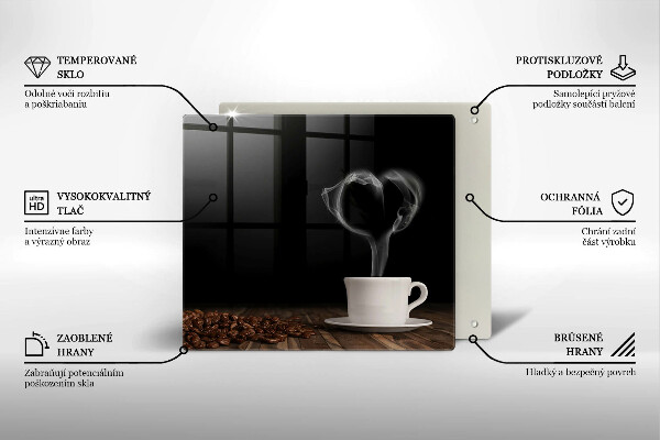 Placă protecție plita Inimă de ceașcă de cafea