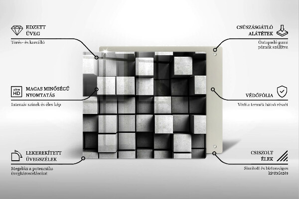 Placă protecție plita Pătrate 3d abstracte