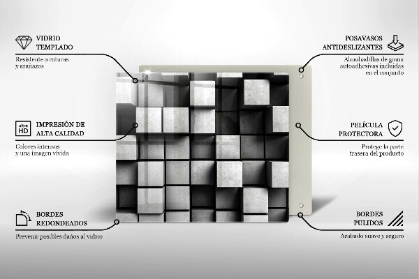 Placă protecție plita Pătrate 3d abstracte