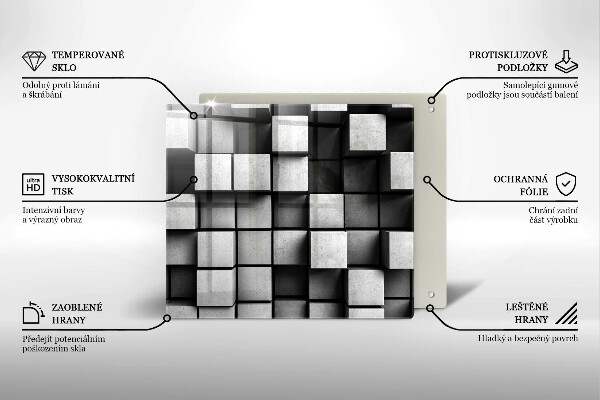 Placă protecție plita Pătrate 3d abstracte