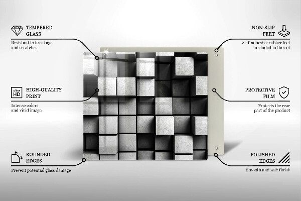 Placă protecție plita Pătrate 3d abstracte