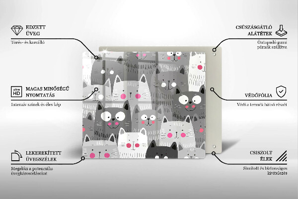 Placă sticla protectie aragaz Ilustrație de pisici