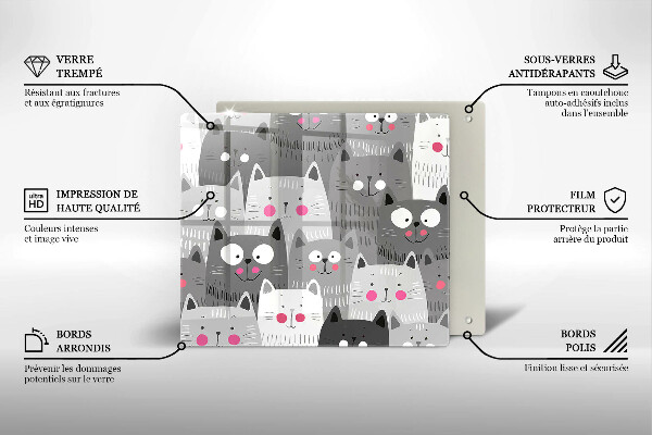 Placă sticla protectie aragaz Ilustrație de pisici