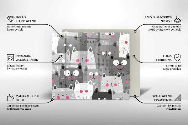 Placă sticla protectie aragaz Ilustrație de pisici