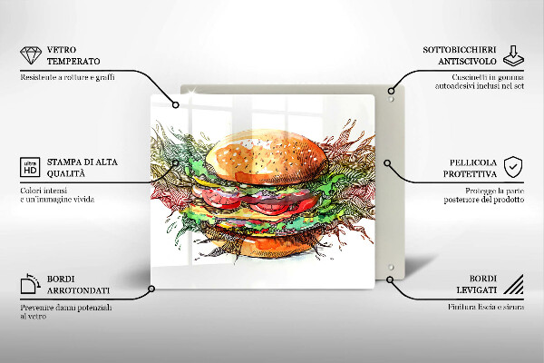 Placă protecție plita Desen de hamburger
