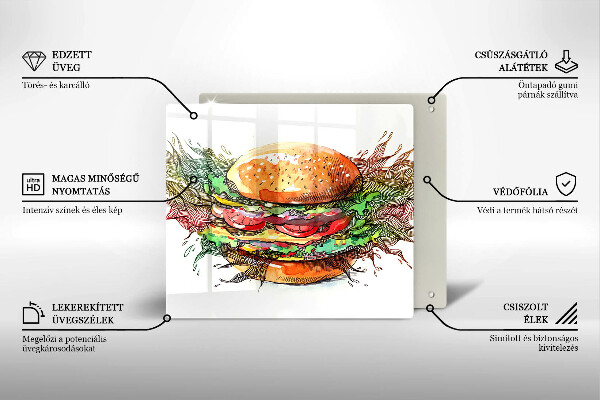 Placă protecție plita Desen de hamburger