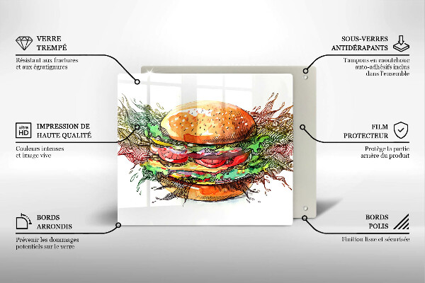 Placă protecție plita Desen de hamburger