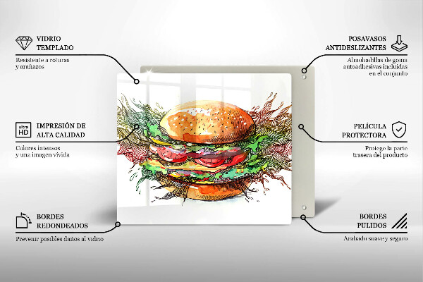 Placă protecție plita Desen de hamburger