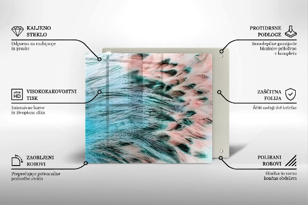 Placă protecție plita Pene de pasăre boho