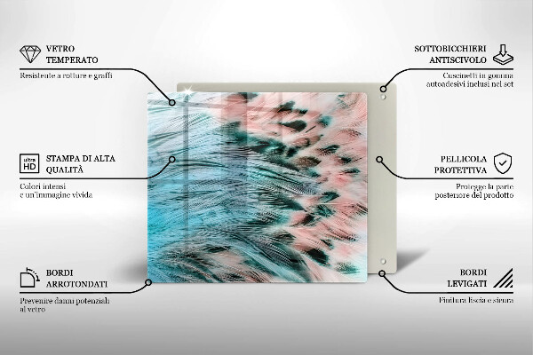 Placă protecție plita Pene de pasăre boho