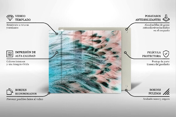 Placă protecție plita Pene de pasăre boho