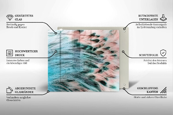 Placă protecție plita Pene de pasăre boho