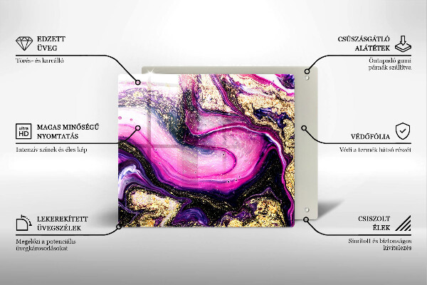 Placă sticla protectie aragaz Design abstract auriu