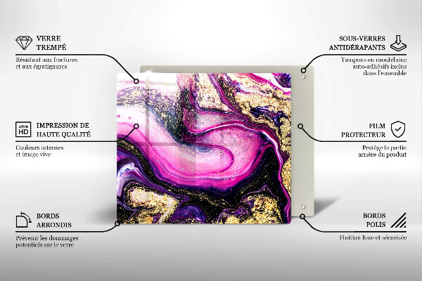 Placă sticla protectie aragaz Design abstract auriu