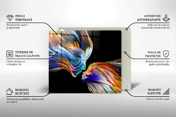 Placă sticla protectie aragaz Sărut abstractie