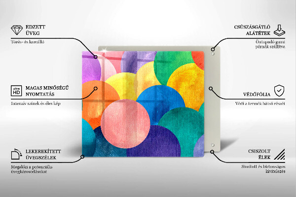 Placă sticla protectie aragaz Cercuri colorate