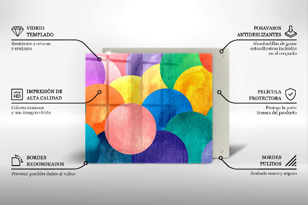 Placă sticla protectie aragaz Cercuri colorate