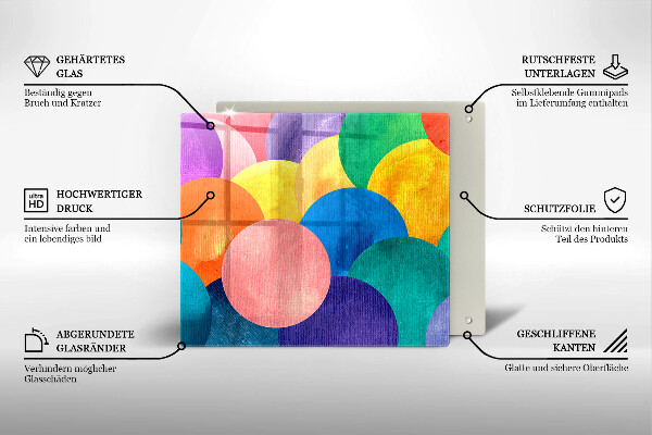 Placă sticla protectie aragaz Cercuri colorate