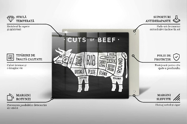 Placă sticla protectie aragaz Carne de vacă vită